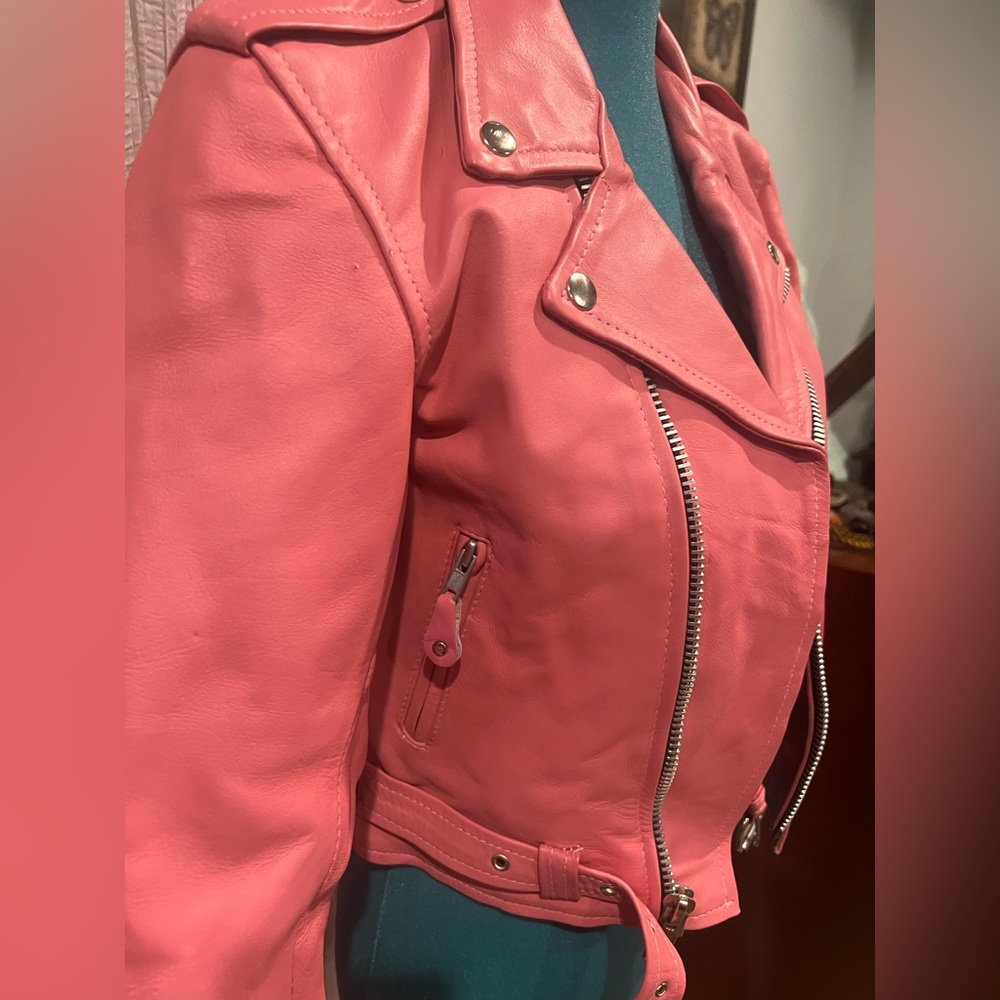 Chic Pink Kids Leather Jacket - Picture 3 of 9